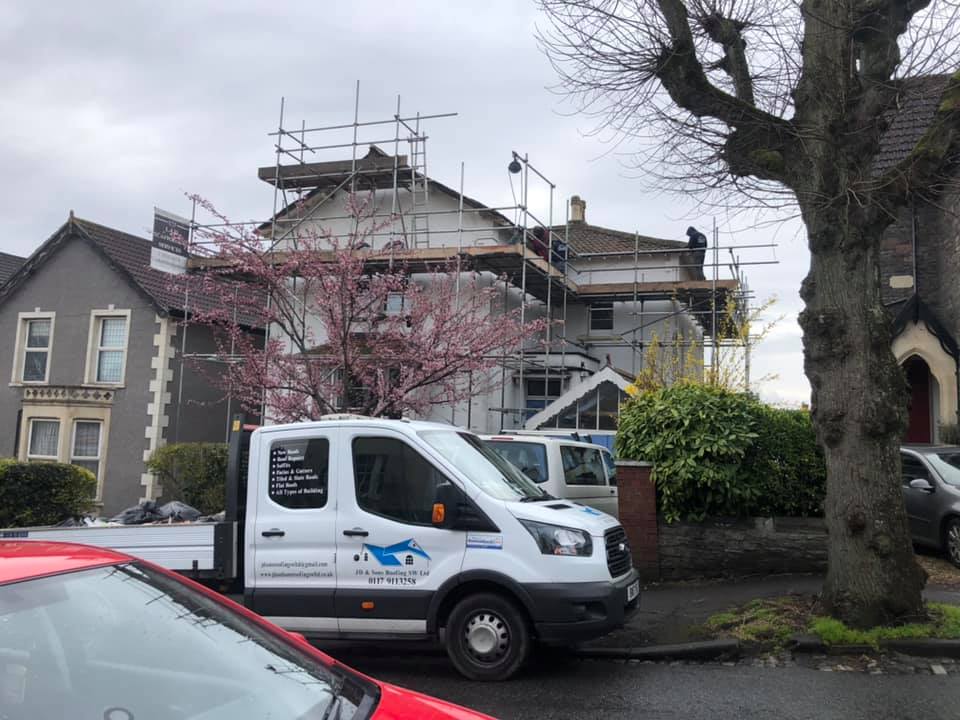 JD and Sons Roofing SW Ltd van outside property JD and Sons Roofing SW Ltd van outside property